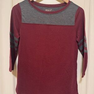 Burgundy and Gray Long Sleeve Tee